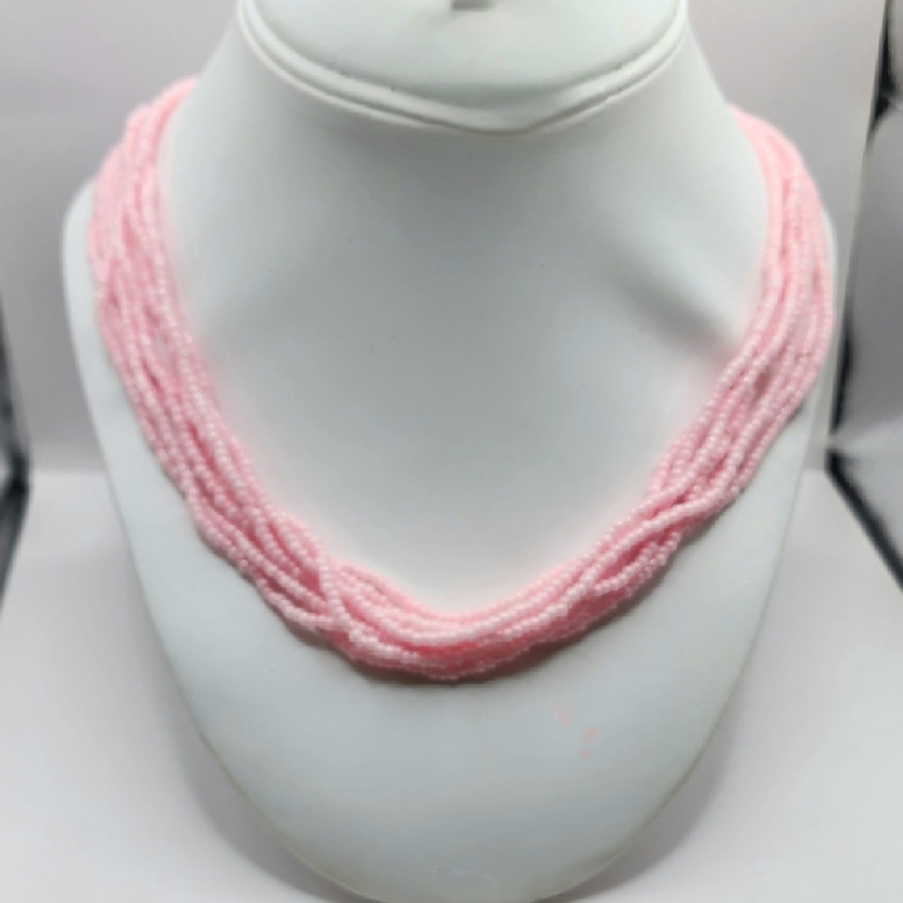 Tifari Multi-Strand Pink SeedBead Necklace